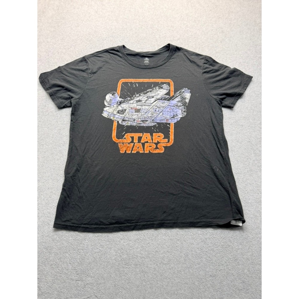 Disney Star Wars Millennium Falcon Graphic T-Shirt Mens XL Black Short Sleeve